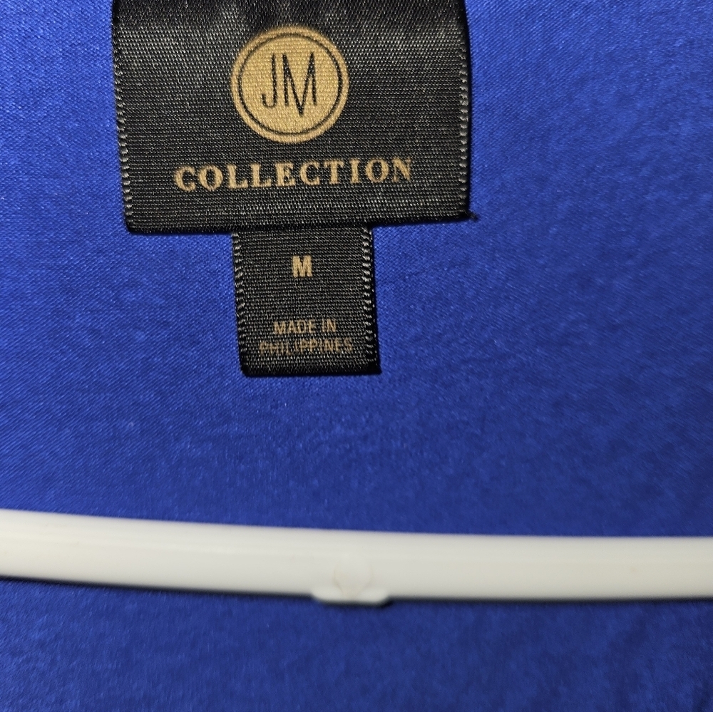 JM Collection Womans V Neck Blue Blouse Size M - Picture 3 of 10